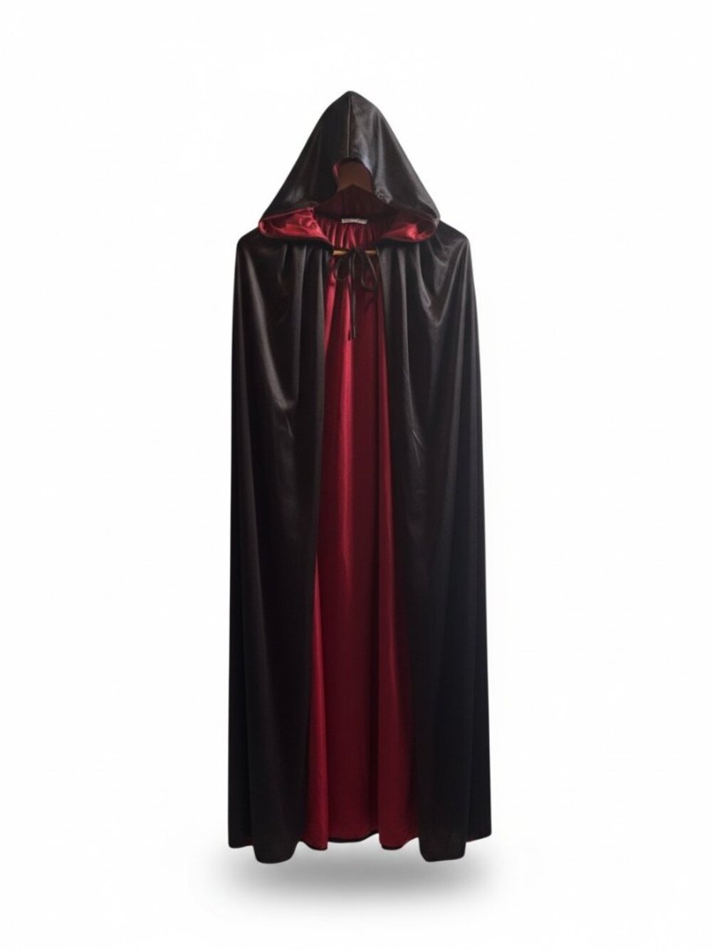 Adult One Size Black & Red Hooded Vampire Cloak – Halloween Costume